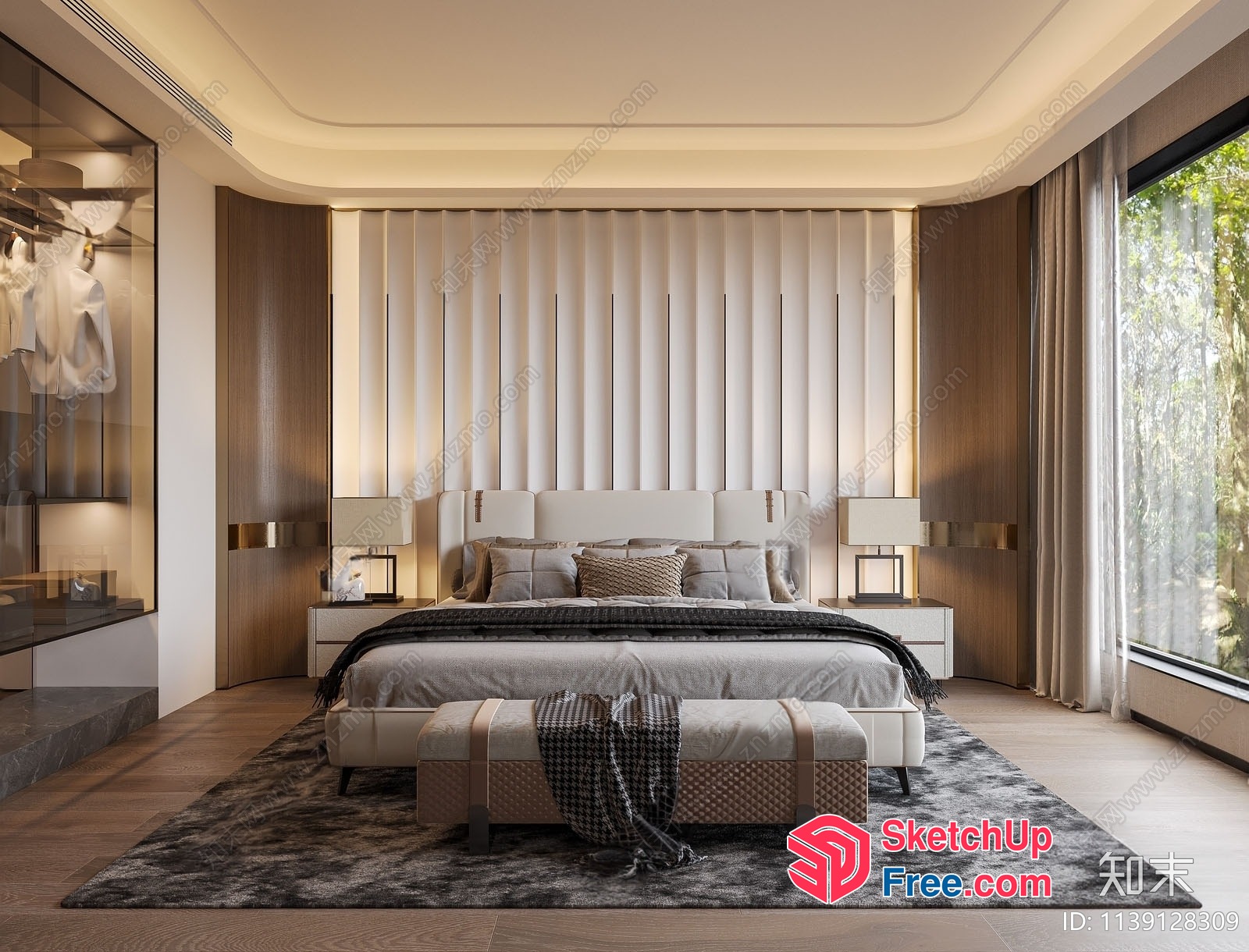 Modern Minimalist Bed Room Interior Design 3D SketchUp File