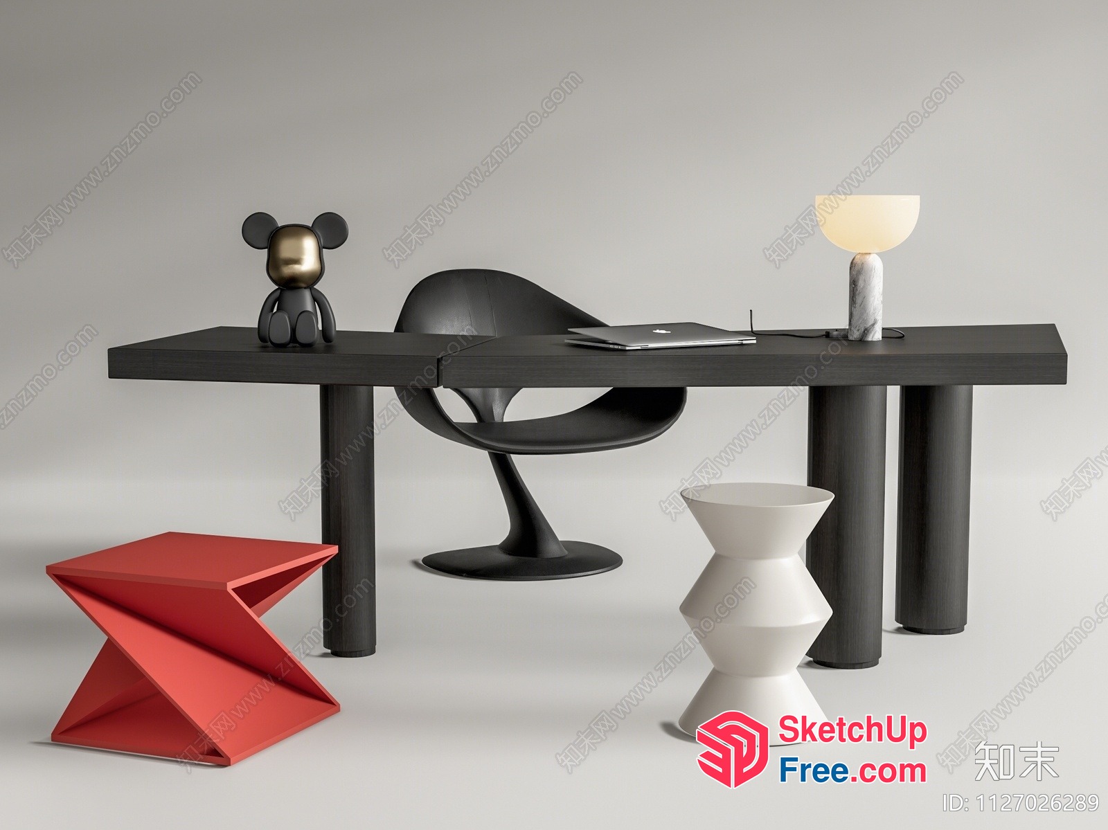 Modern Furniture Arrangement With Unique Decorative Items 3D SketchUp File