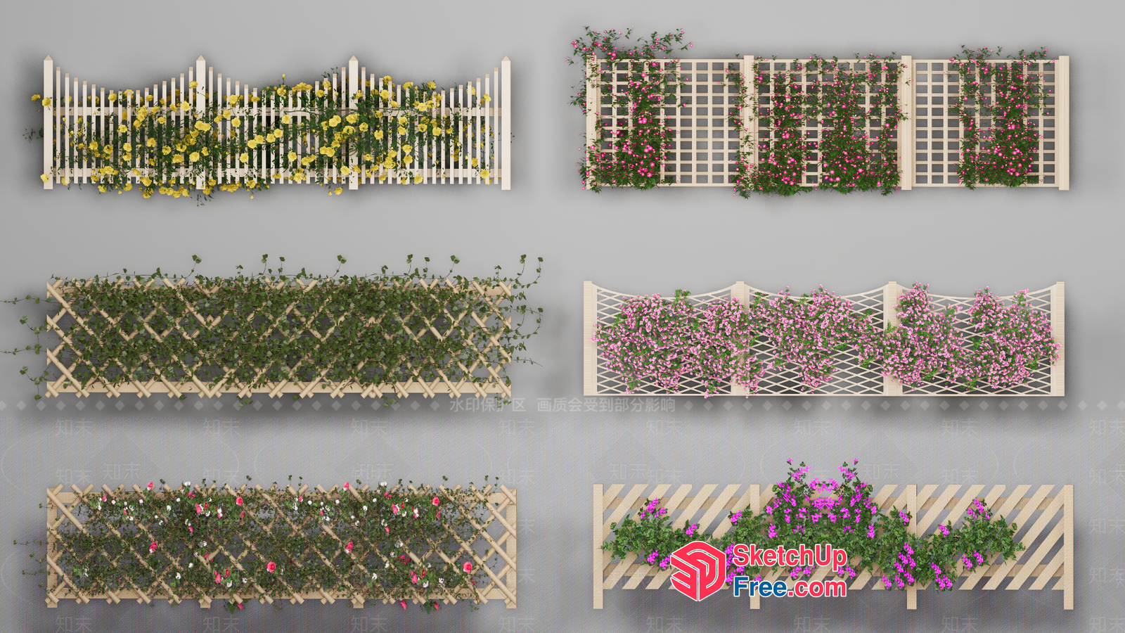 Decorative Garden Fence With Flowers 3D SketchUp File
