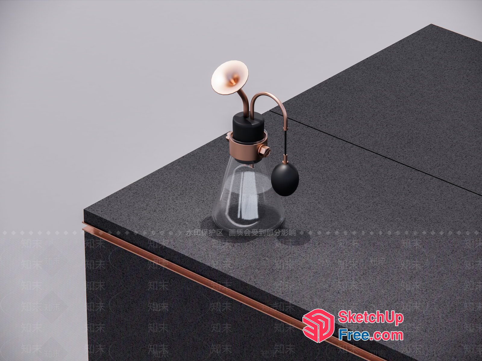 Modern Glass And Copper Tabletop Lamp 3D SketchUp File