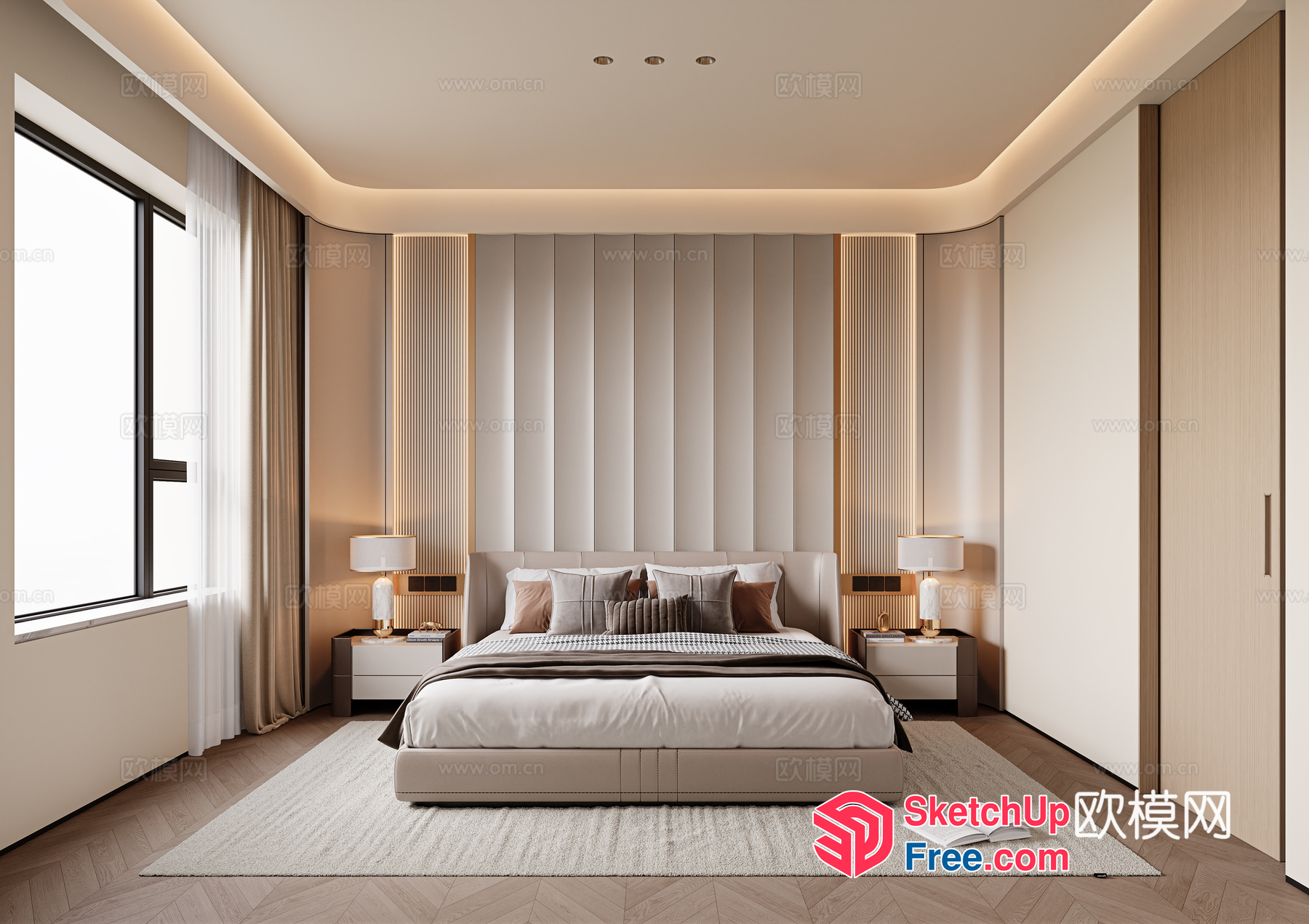 Modern Minimalist Bedroom Design 3D SketchUp File