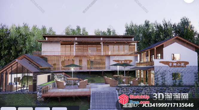 Modern Japanese Villa Exterior With Rooftop Patio 3D SketchUp File