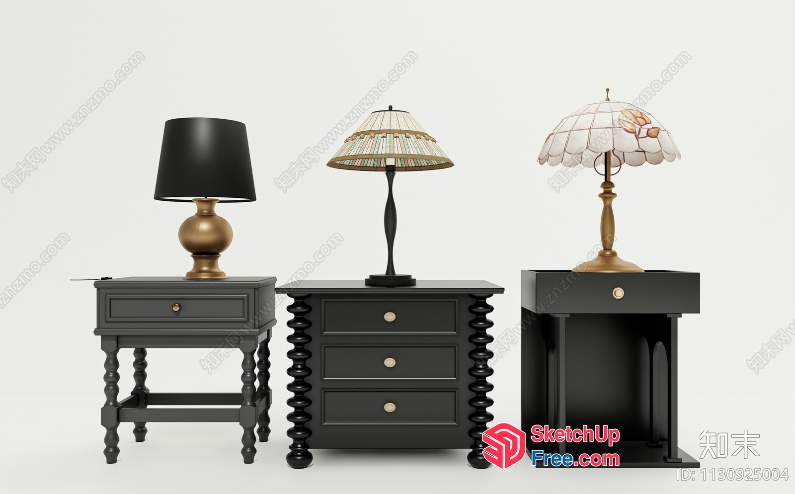 Stylish Side Tables With Lamps 3D SketchUp File