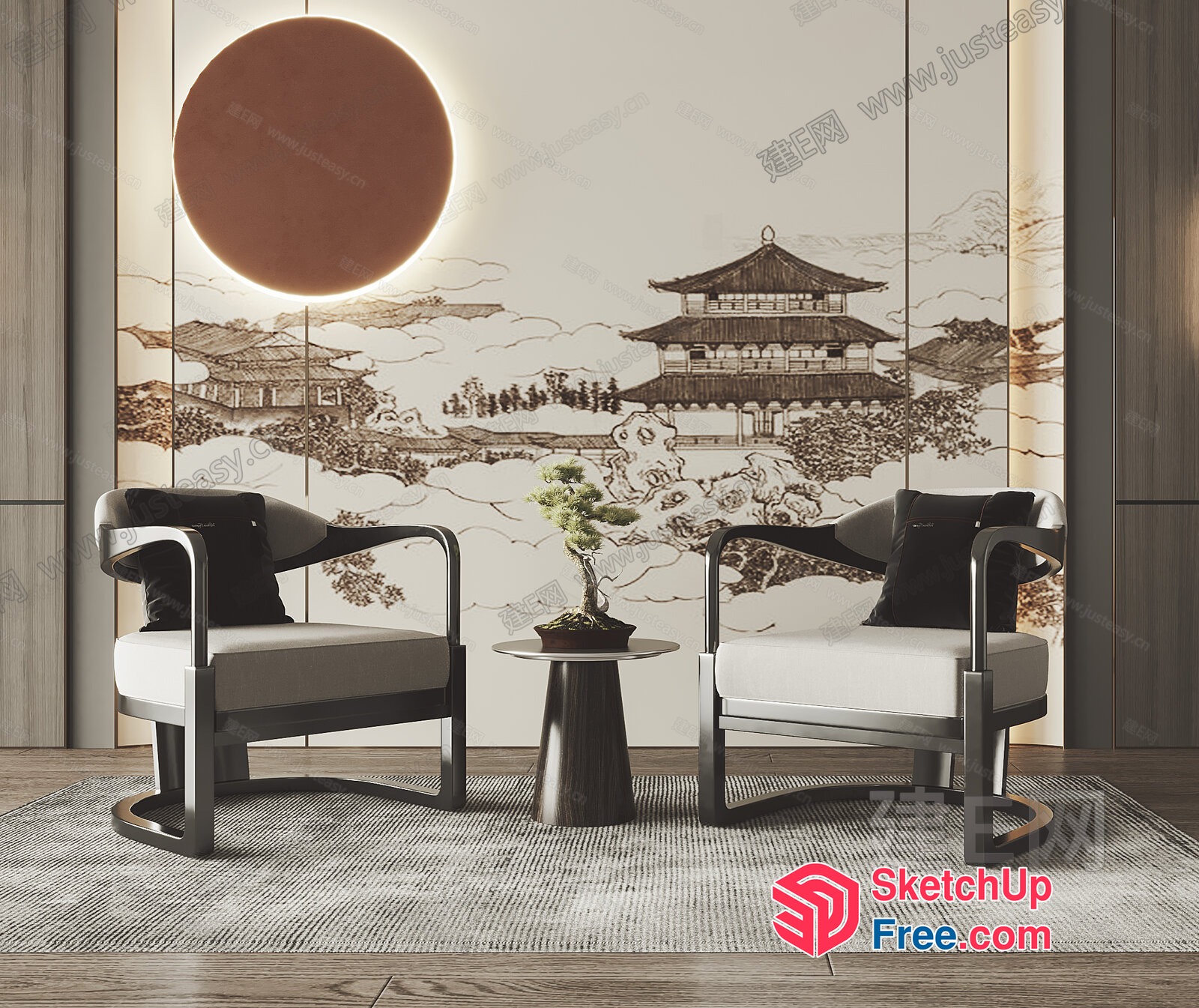 Minimalist Japanese Style Interior Decor 3D SketchUp File