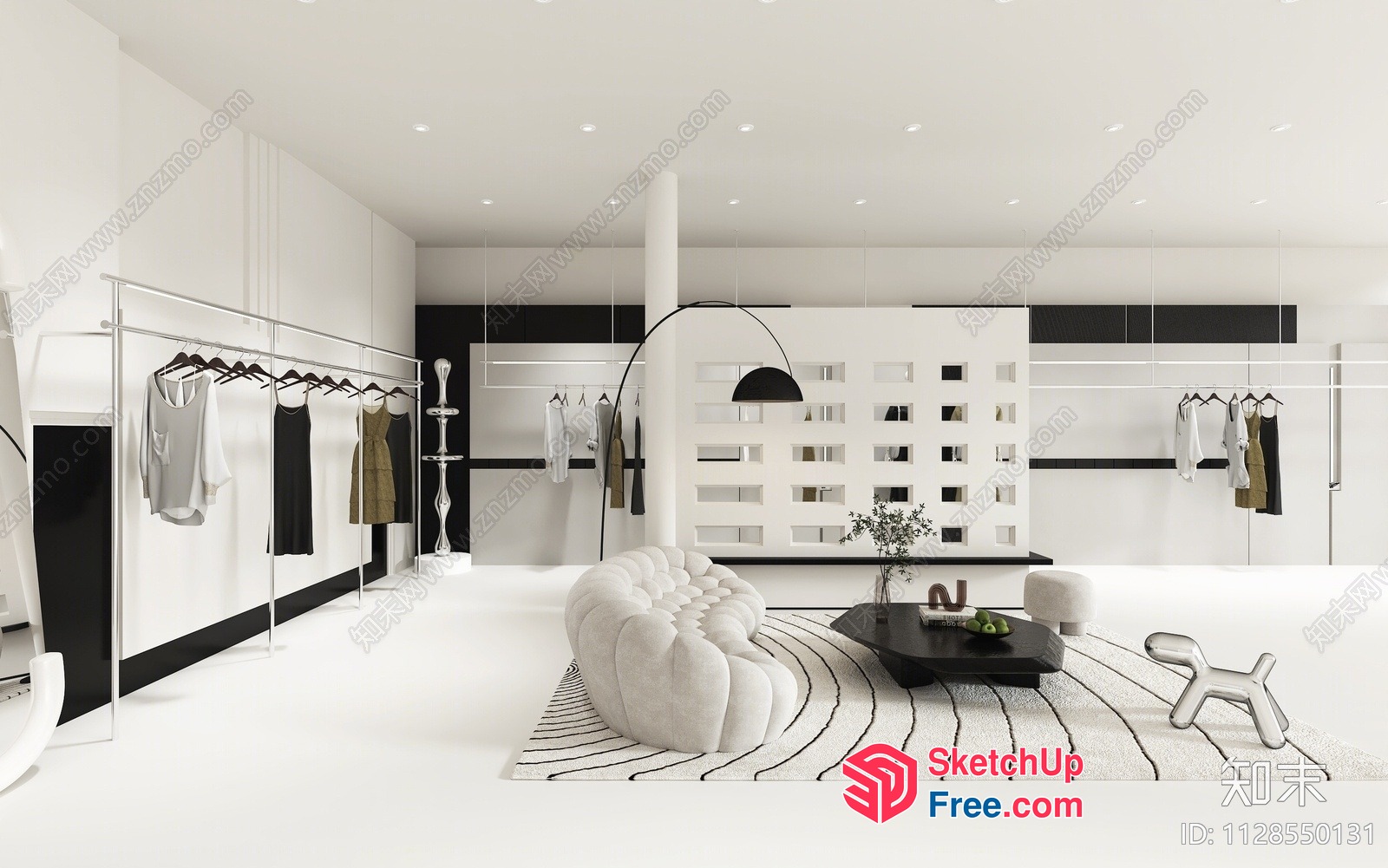 Minimalist Interior Design For A Modern Clothing Store 3D SketchUp File