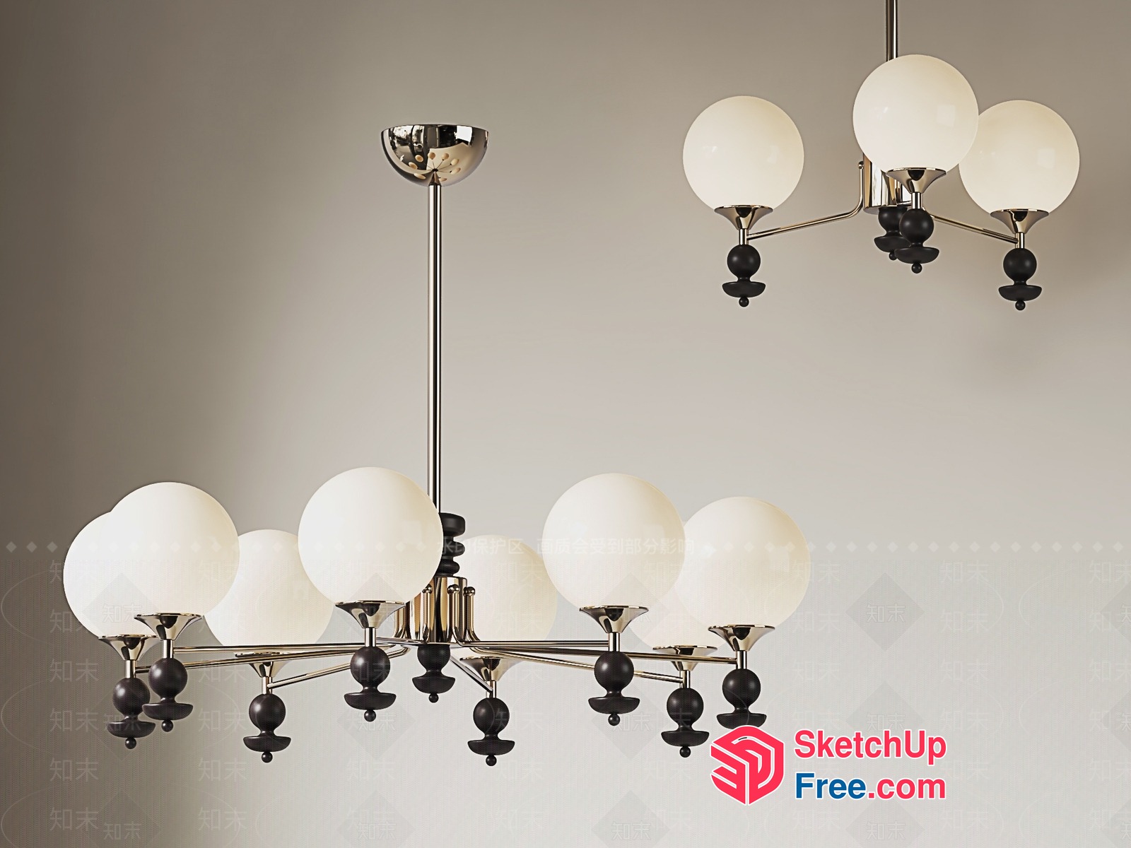 Elegant White Globe Light Fixtures With Sleek Metal Frame 3D SketchUp File