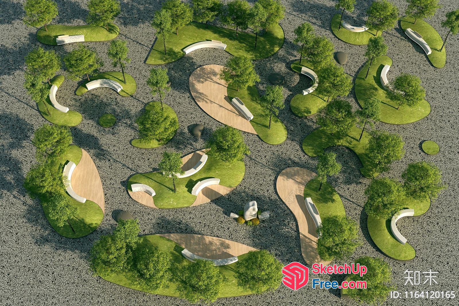 Modern Japanese-Inspired Park Landscape Design 3D SketchUp File