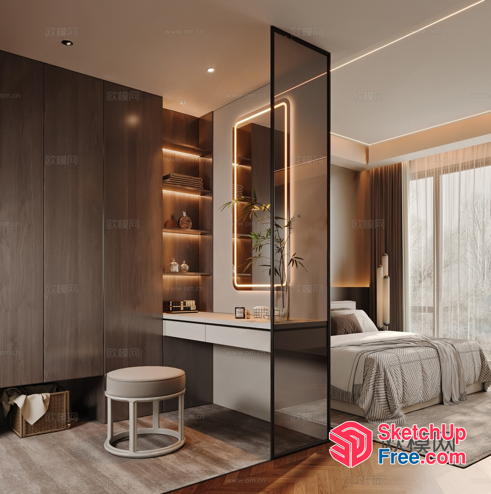 Modern Minimalist Bedroom Interior Design 3D SketchUp File