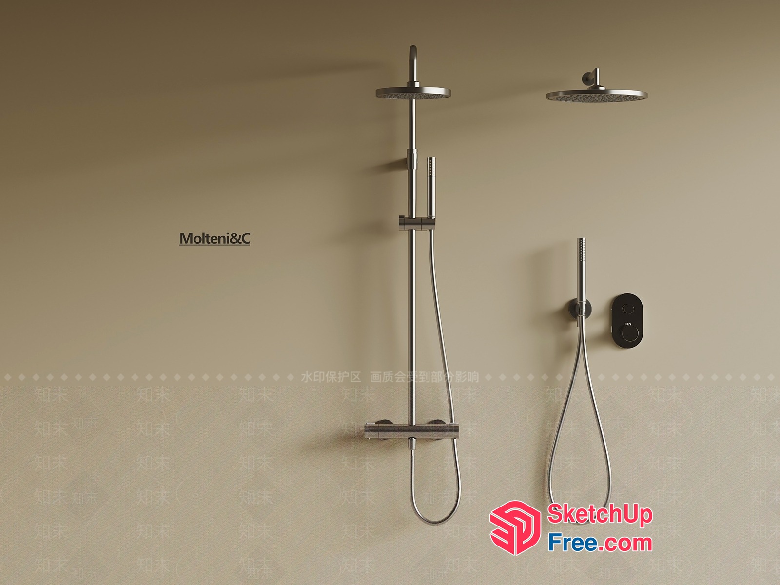 Modern Shower System With Sleek Fixtures 3D SketchUp File