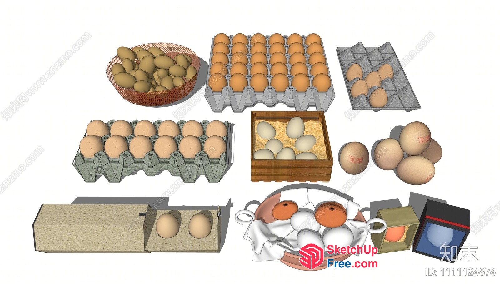Eggs In Various Containers 3D SketchUp File