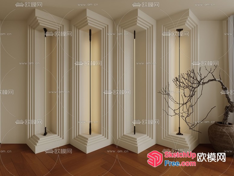 Elegant Pillar Decor With Classic Moulding 3D SketchUp File