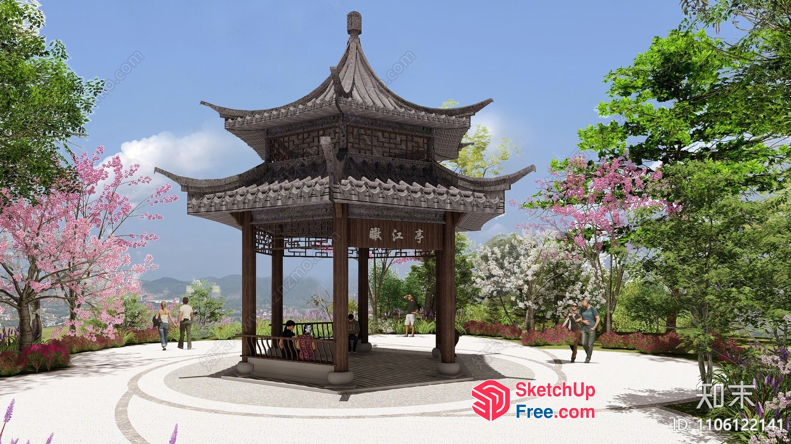 Asian-Inspired Pavilion With Ornate Roof And Pillars 3D SketchUp File
