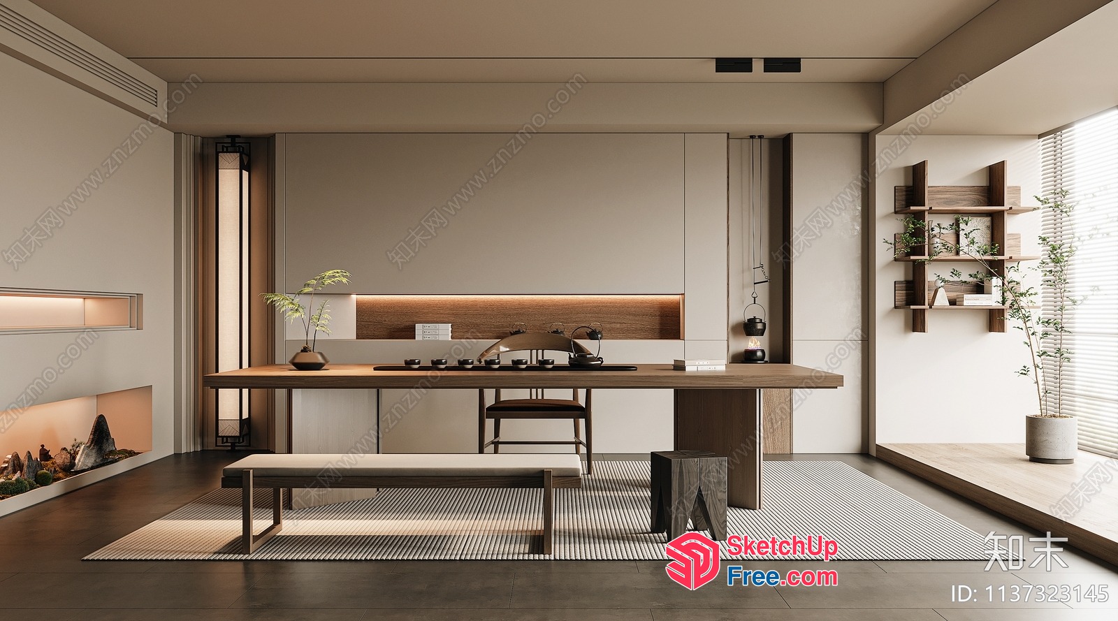 Minimalist Japanese Style Home Office 3D SketchUp File
