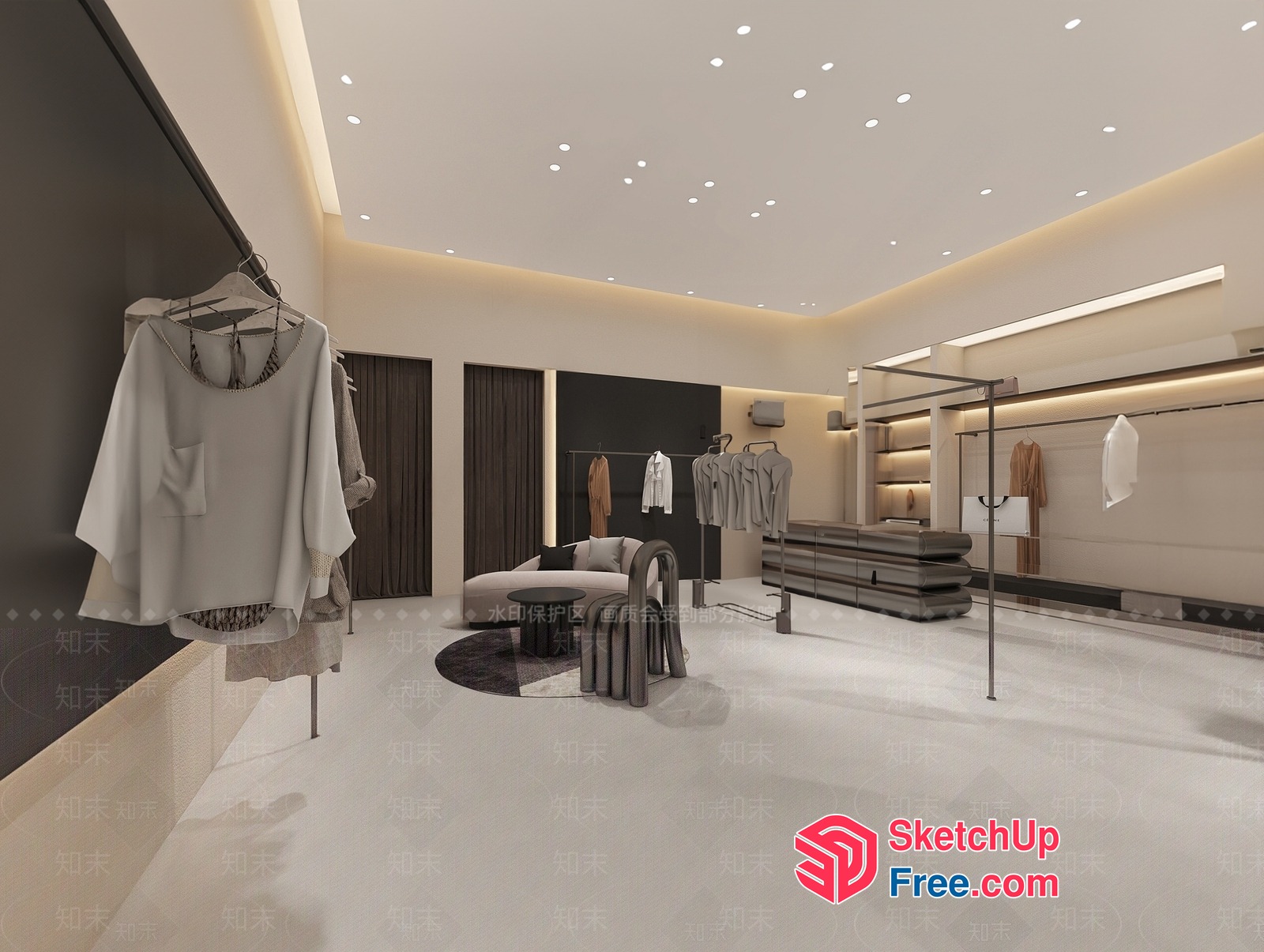 Modern Interior Design With Neutral Color Scheme 3D SketchUp File