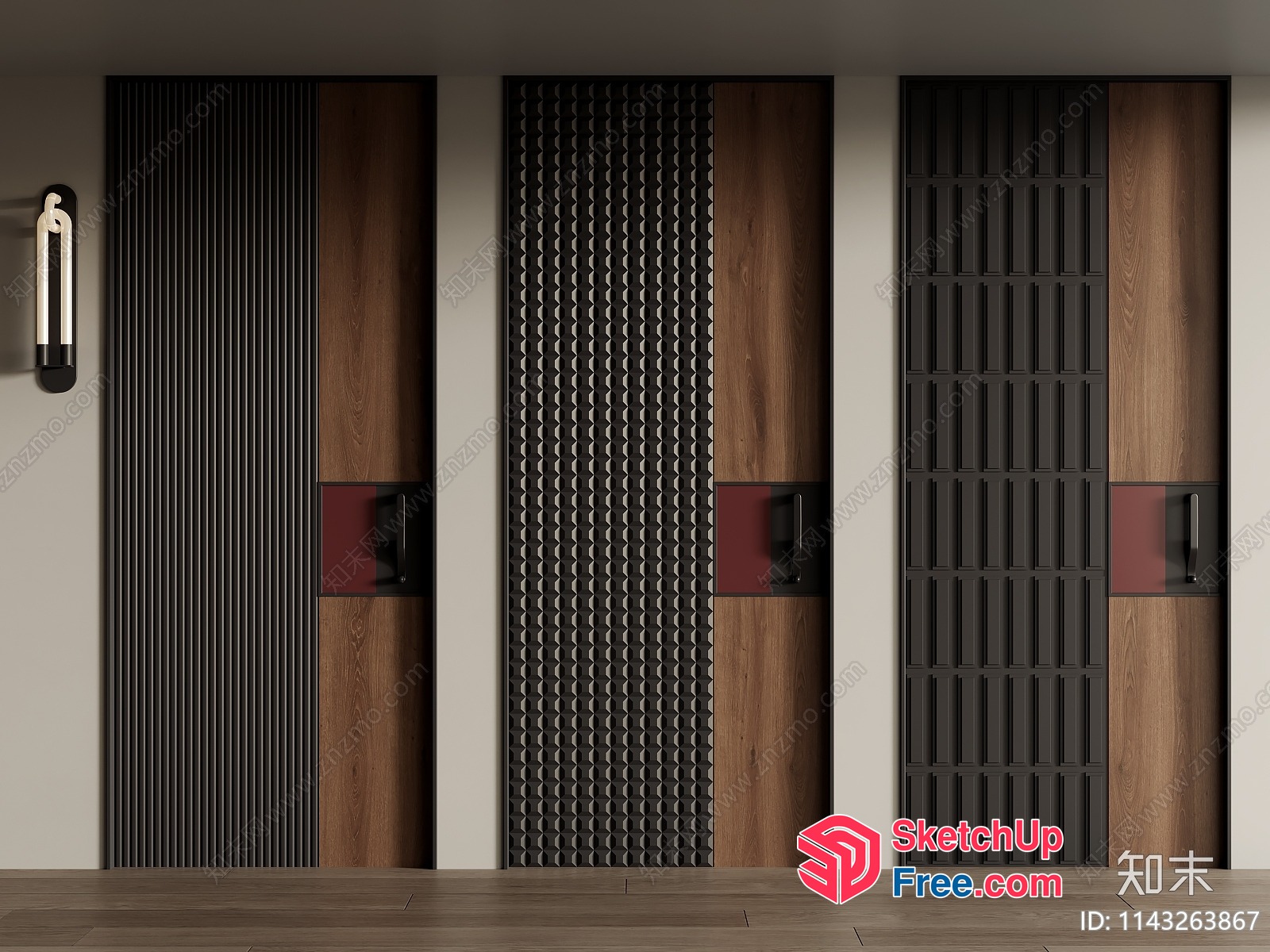 Modern Doors With Wood And Metal Accents 3D SketchUp File