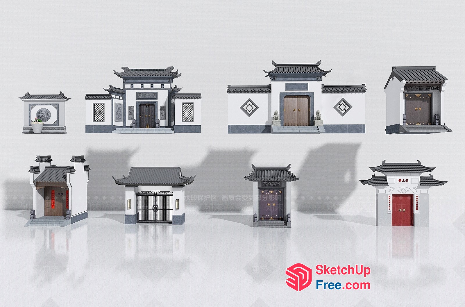 Traditional Chinese Architectural Doorways 3D SketchUp File