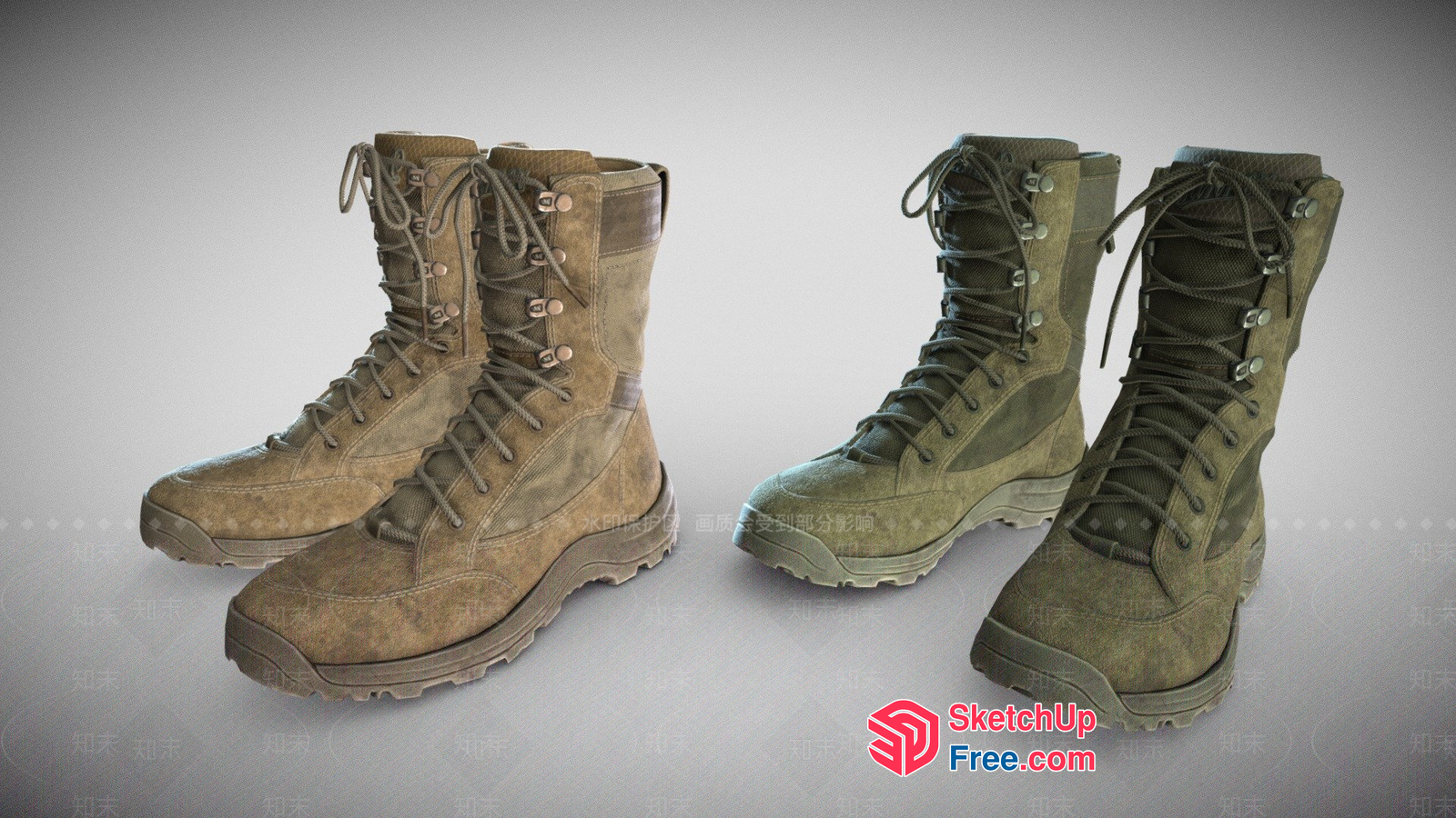 Military Style Boots 3D SketchUp File