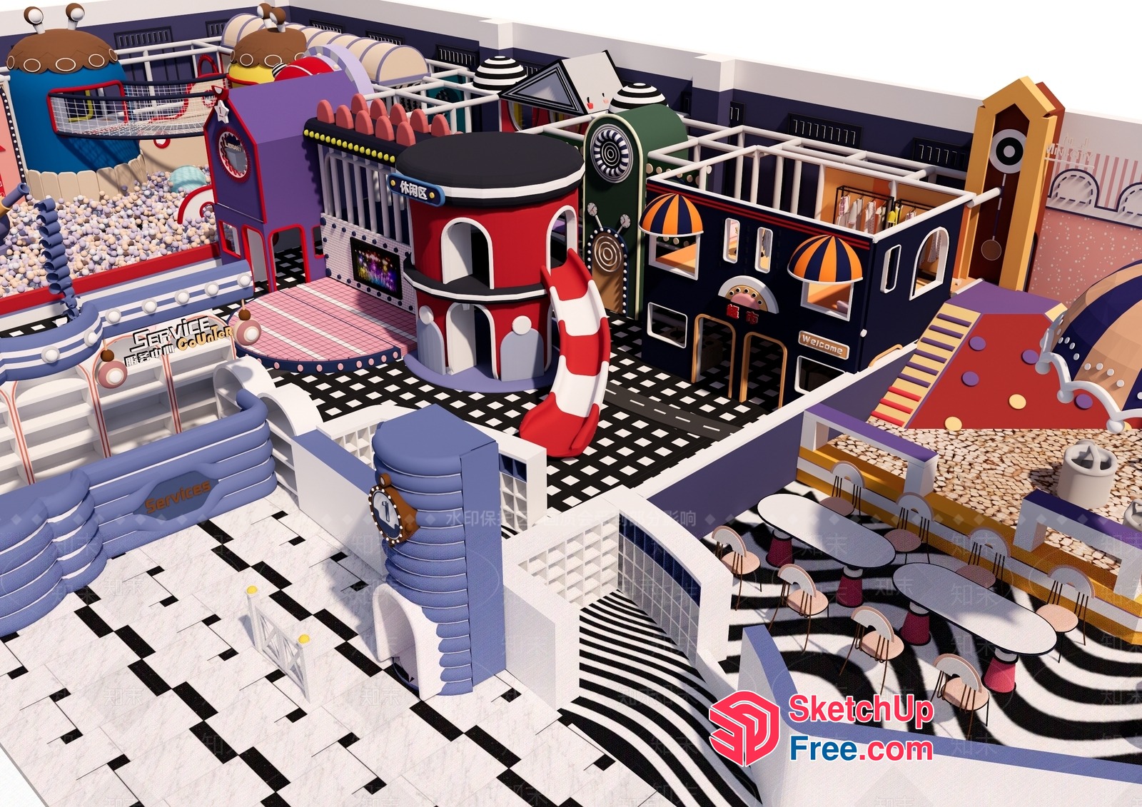 Colorful And Playful Children'S Playground 3D SketchUp File