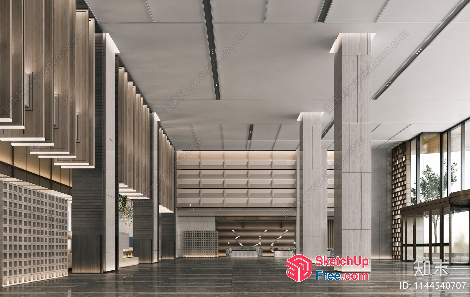 Elegant Modern Office Building Interior 3D SketchUp File