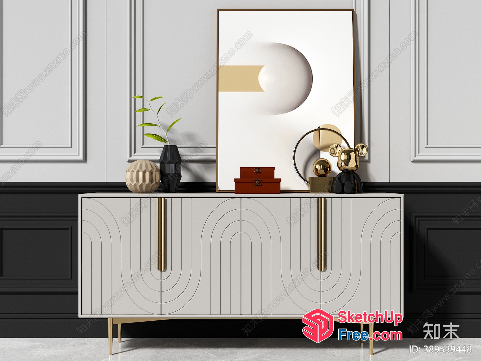 Classic Moulding Creamy Style Sideboard 3D SketchUp File