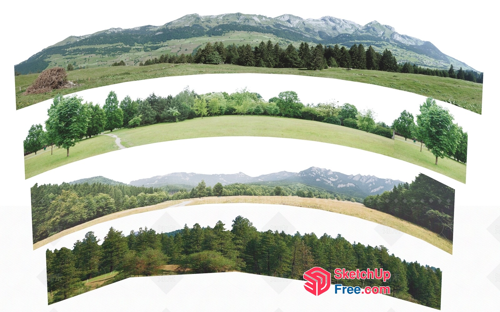 Serene Landscape With Majestic Mountains And Lush Greenery 3D SketchUp File