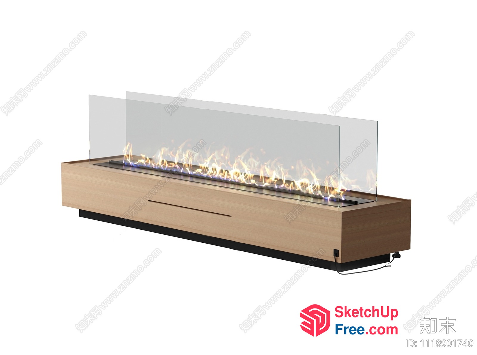 Modern Fireplace With Glass Partition 3D SketchUp File