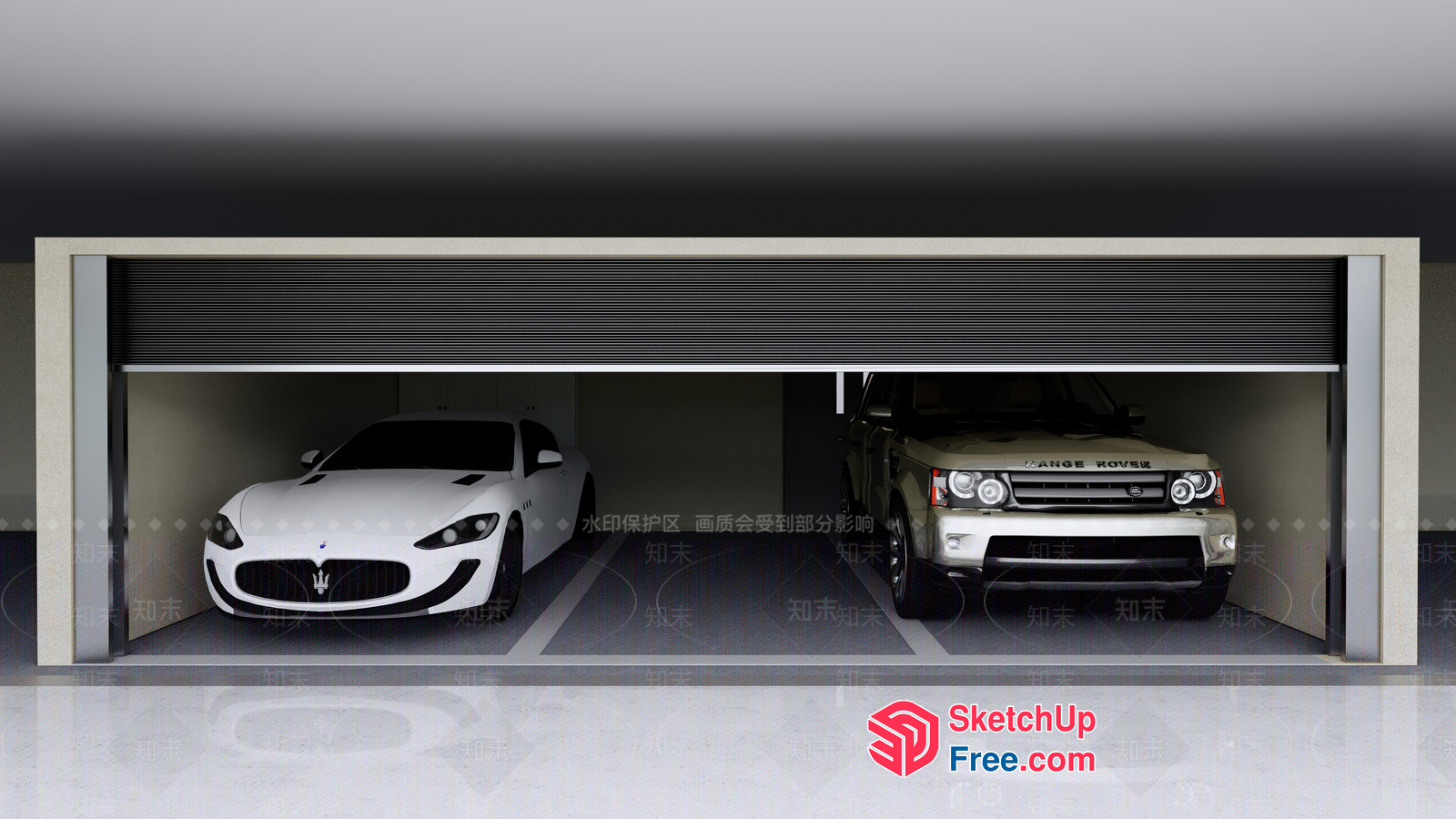 Garage With Two Luxury Cars 3D SketchUp File