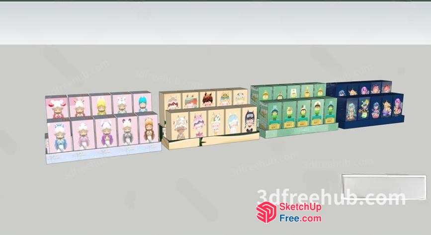 Colorful 3D Rendered Displays Of Cartoon Characters 3D SketchUp File