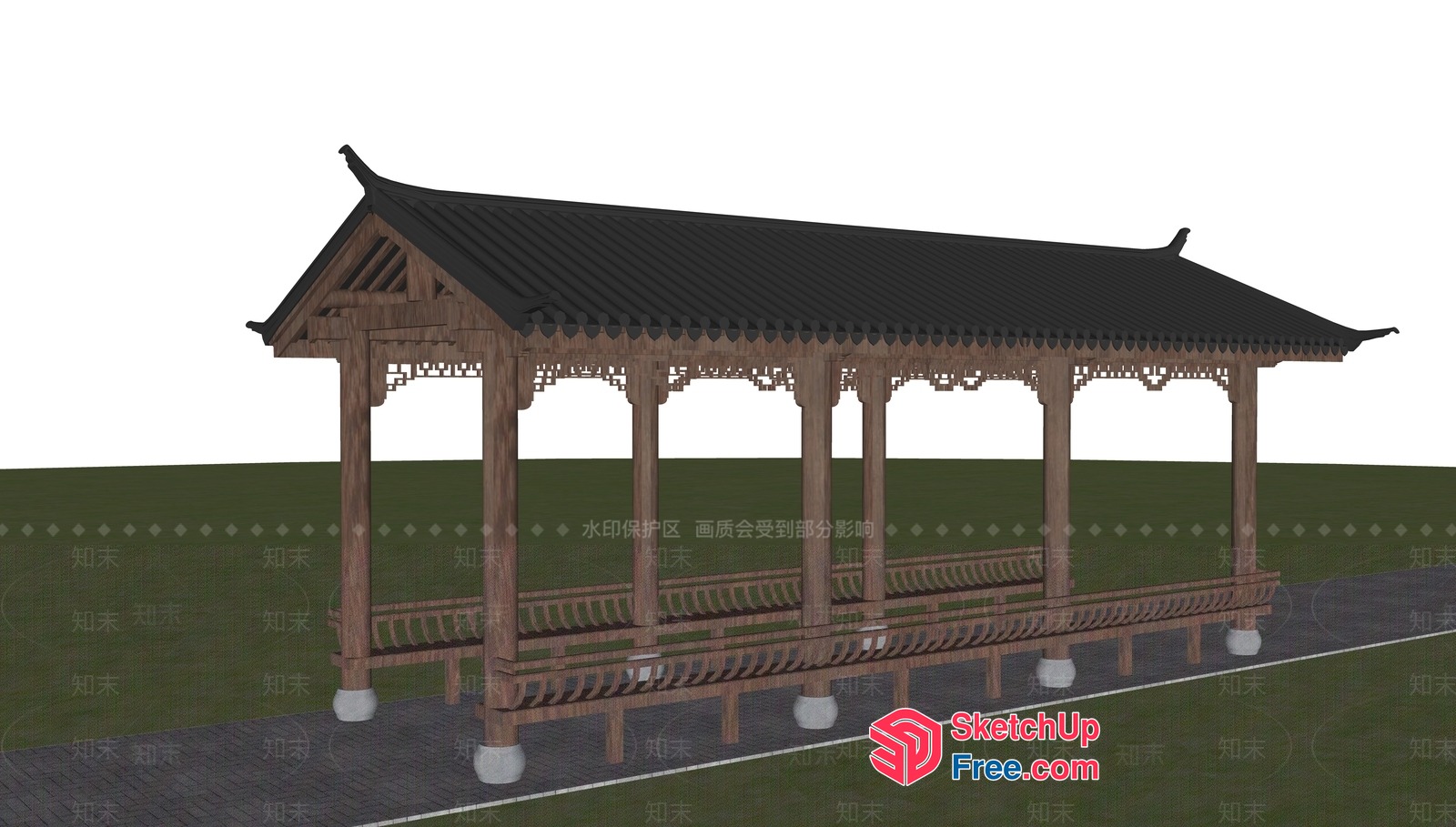 Traditional Chinese Pavilion Structure 3D SketchUp File