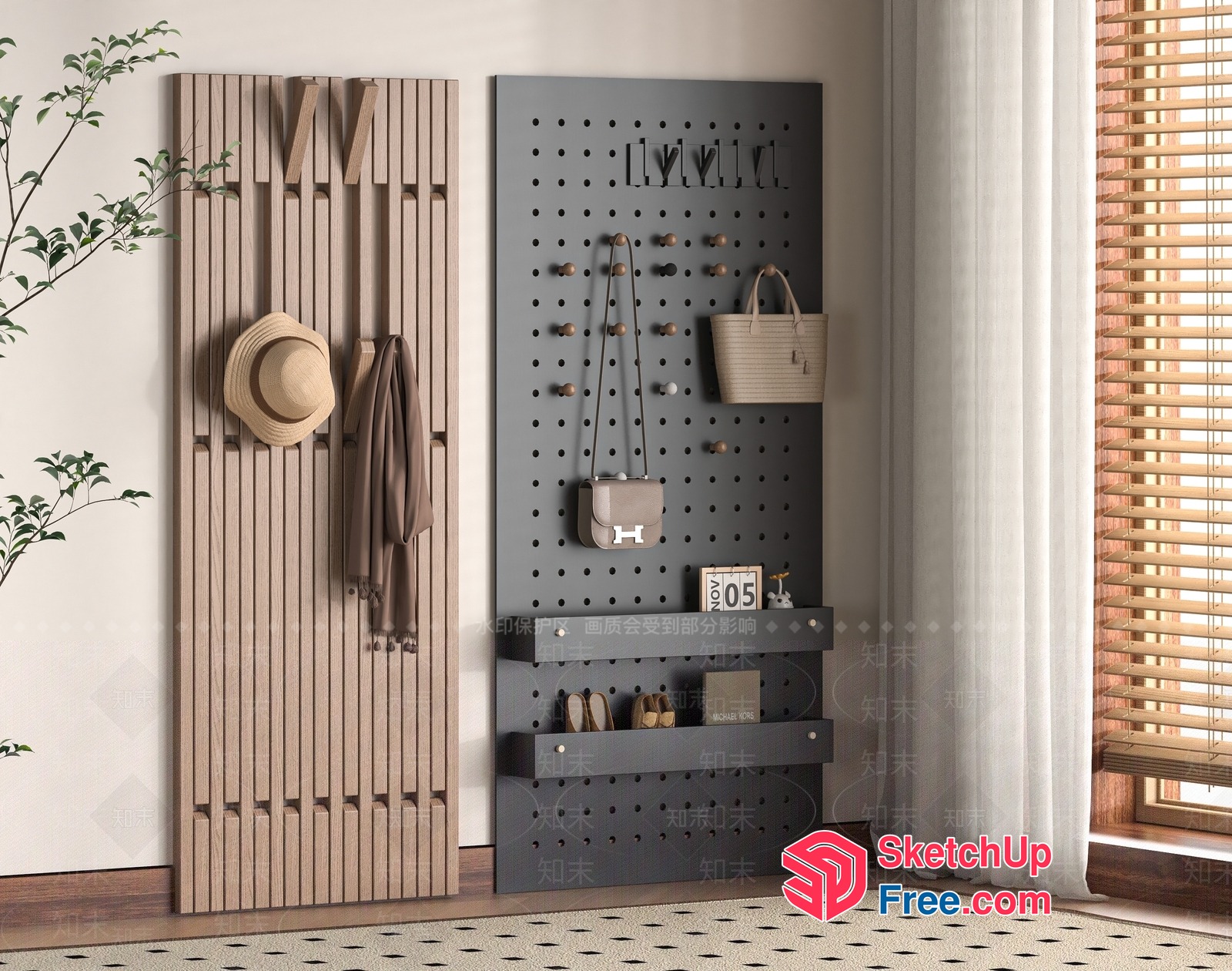 Modern Storage Solutions In A Neutral-Toned Room 3D SketchUp File