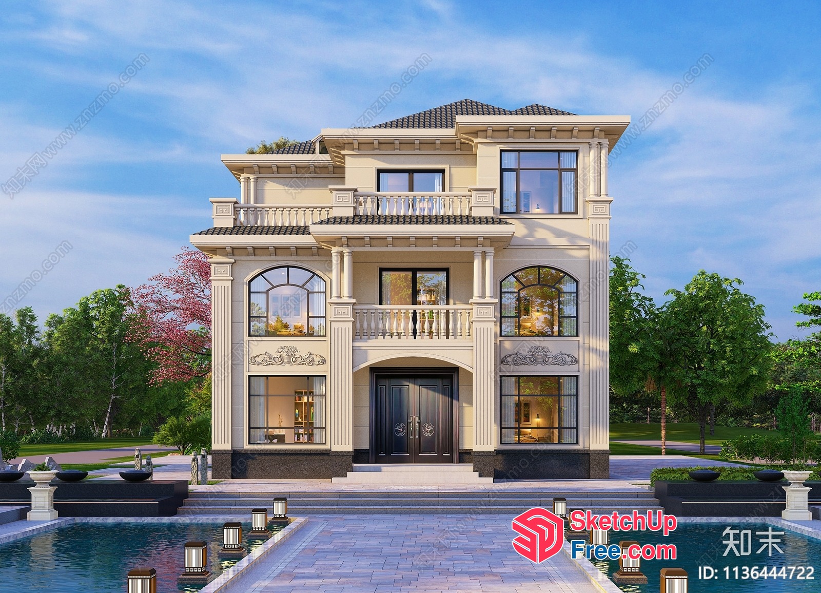 Classic European Style Villa Exterior 3D SketchUp File