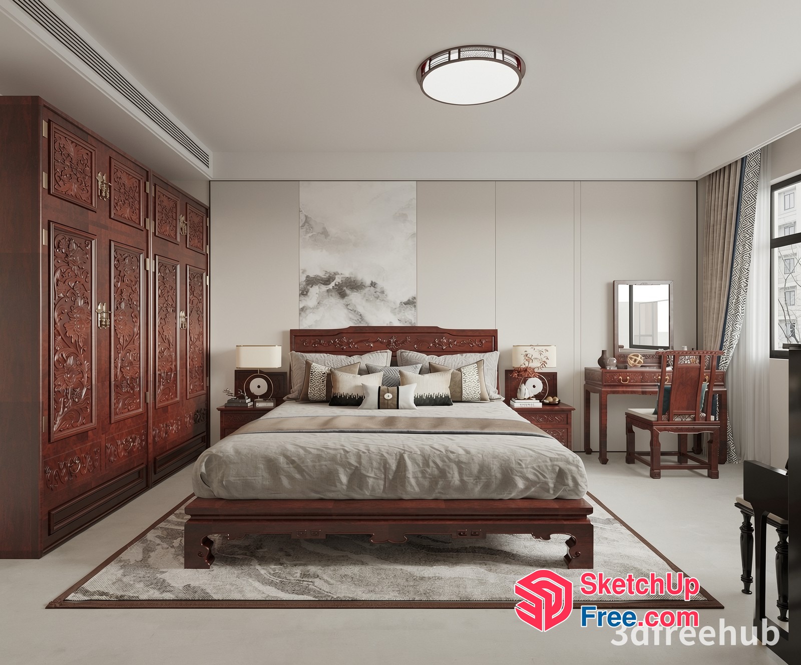 Elegant And Sophisticated Bedroom Decor 3D SketchUp File