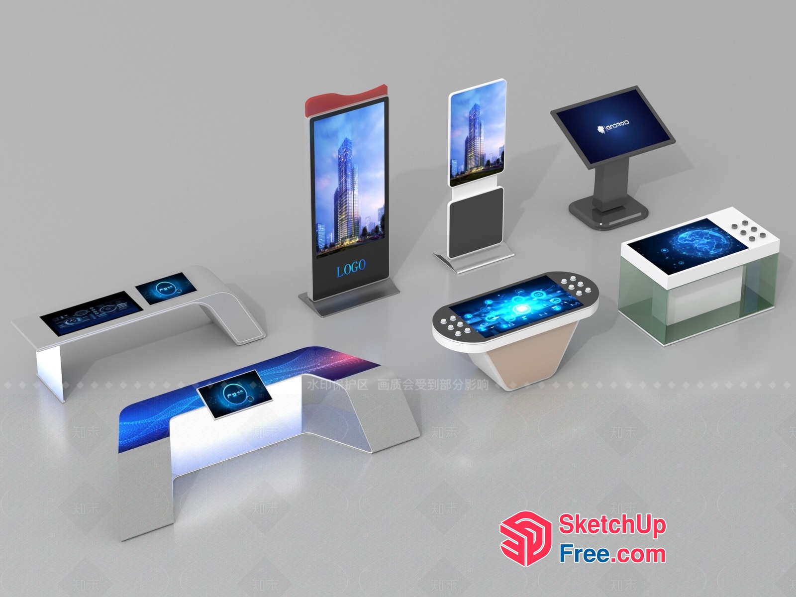 Modern Interactive Digital Display Furniture 3D SketchUp File