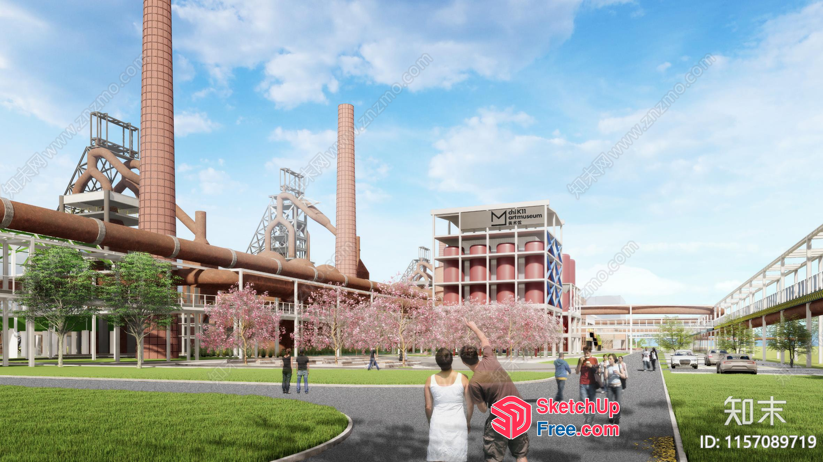 Industrial Park With Modern Architecture And Green Spaces 3D SketchUp File
