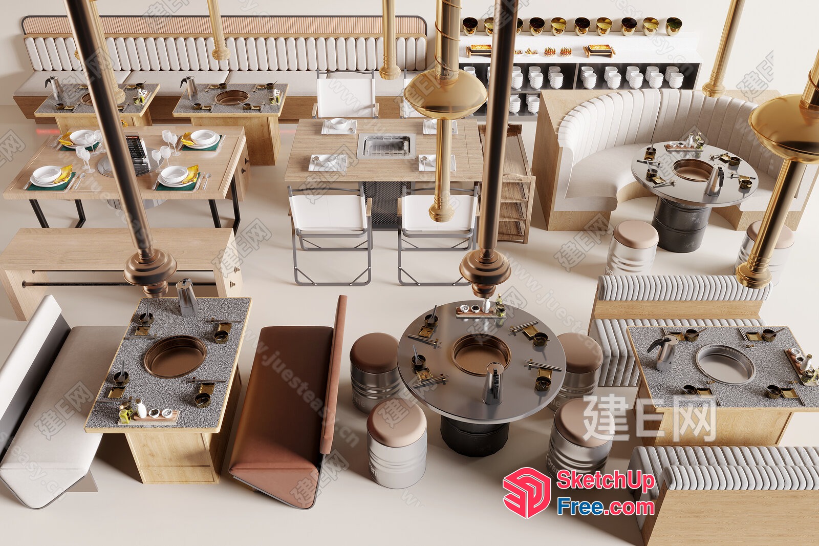 Modern Japanese Restaurant Interior 3D SketchUp File