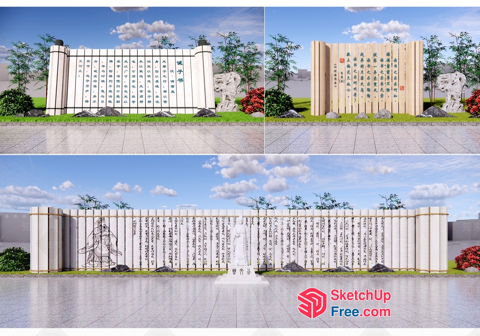 Traditional Asian-Inspired Decorative Wall 3D SketchUp File