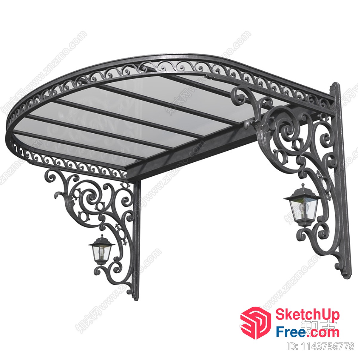 Elegant Metal And Glass Awning 3D SketchUp File