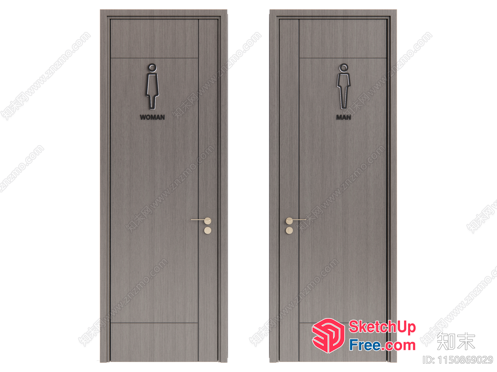 Grey Wooden Doors With Modern Design And Minimalist Style 3D SketchUp File