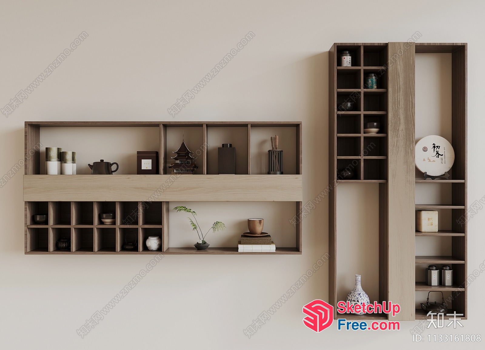 Decorative Shelf With Asian-Style Decor 3D SketchUp File