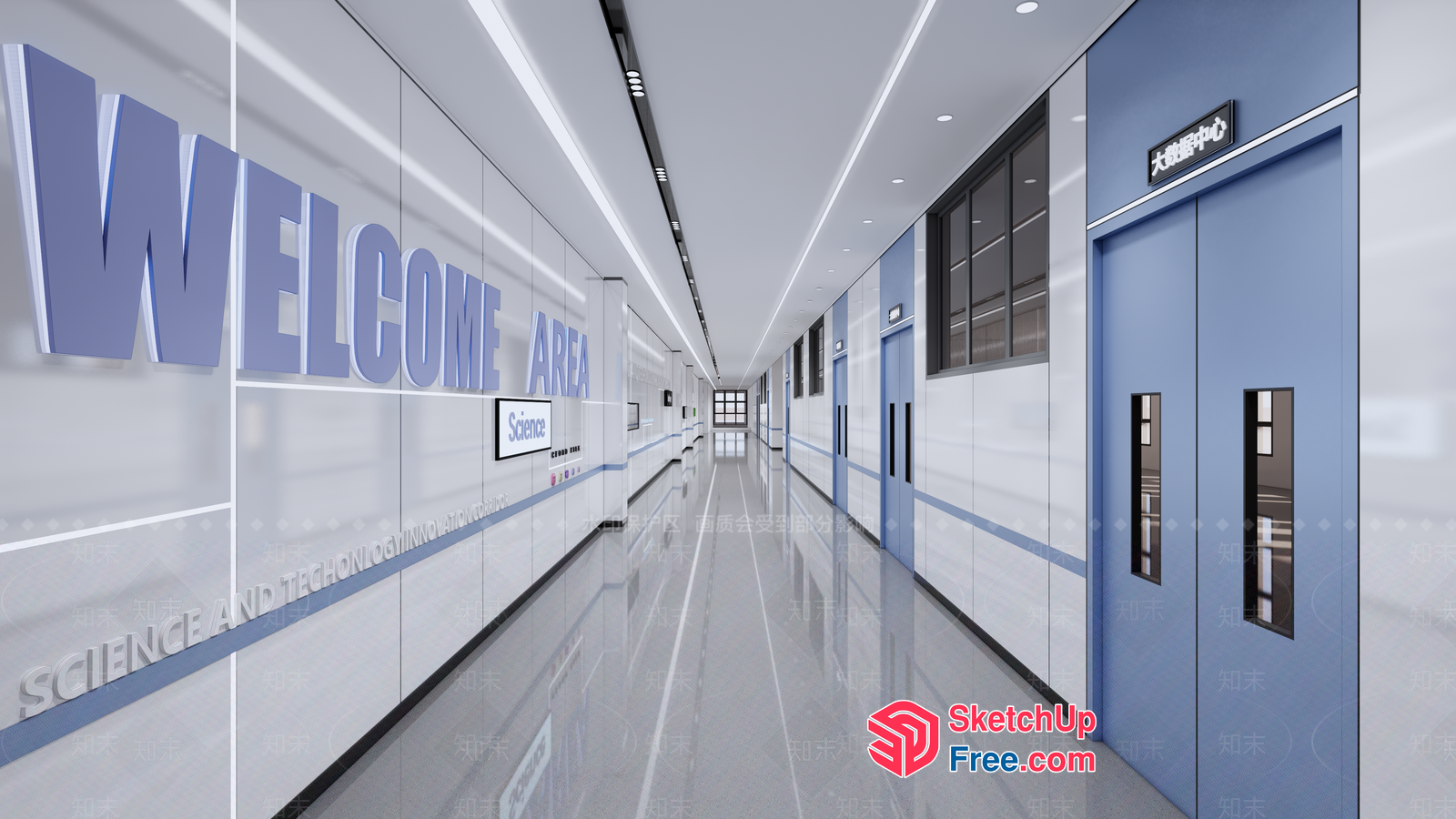 Modern Welcome Area Hallway 3D SketchUp File
