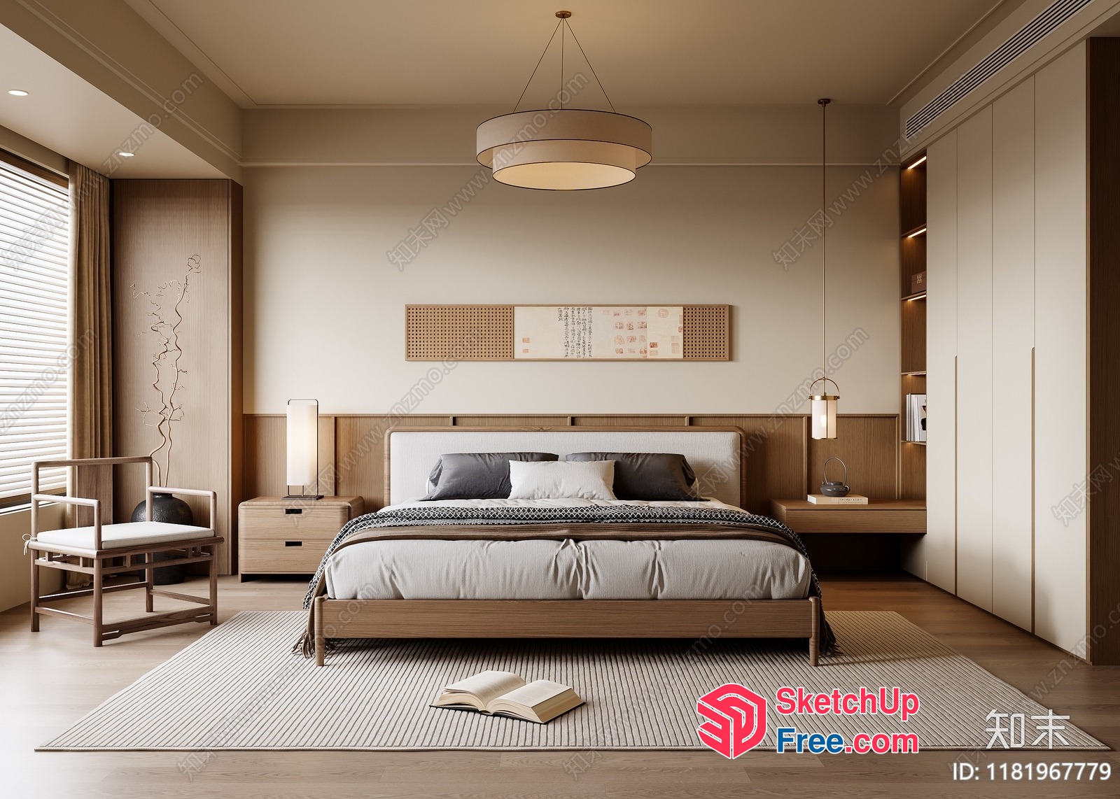 Modern Minimalist Japanese Style Bedroom 3D SketchUp File
