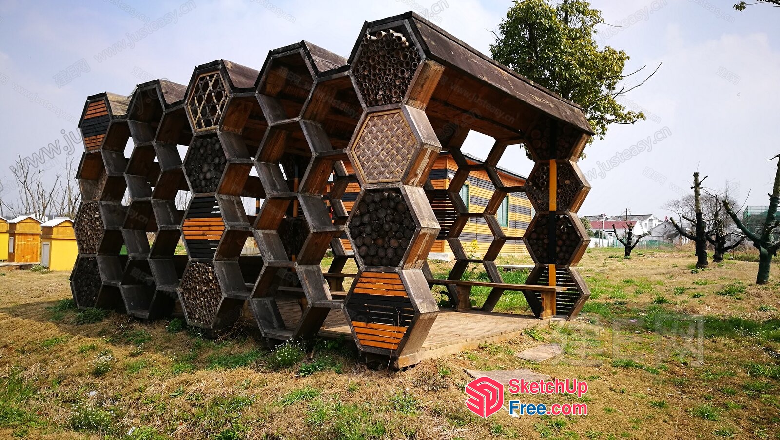 Unique Honeycomb-Shaped Structure 3D SketchUp File