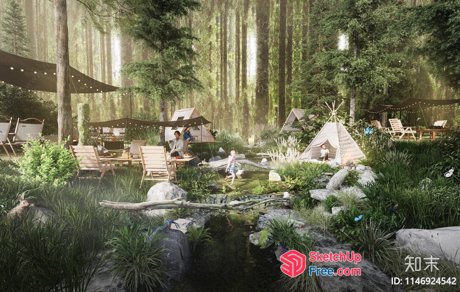 Serene Forest Retreat 3D SketchUp File