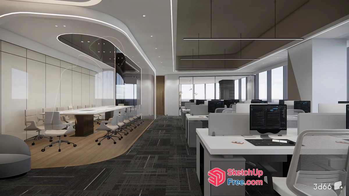 Modern Office Space With Sleek Design And Natural Light 3D SketchUp File