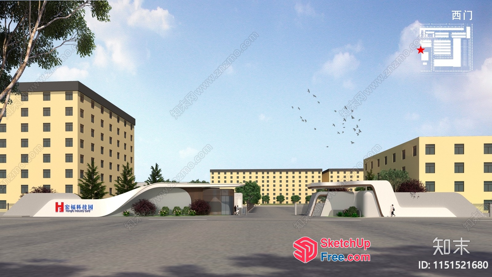 Exterior Homestay Entrance With Modern Architecture 3D SketchUp File