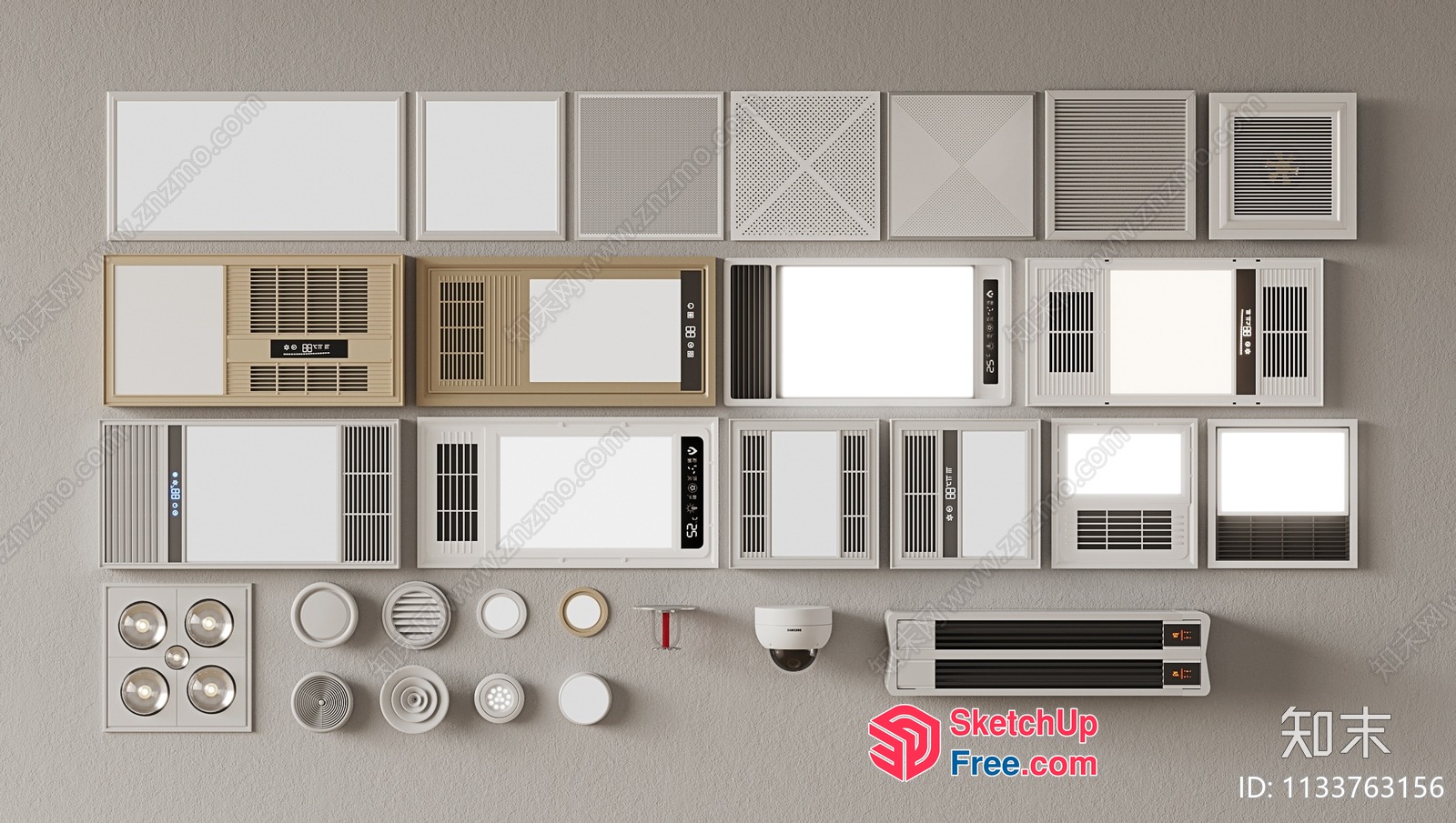 Ceiling Mounted Ventilation System Components 3D SketchUp File
