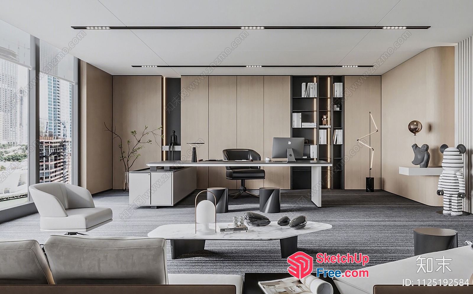 Modern Office Interior With Minimalist Furniture 3D SketchUp File