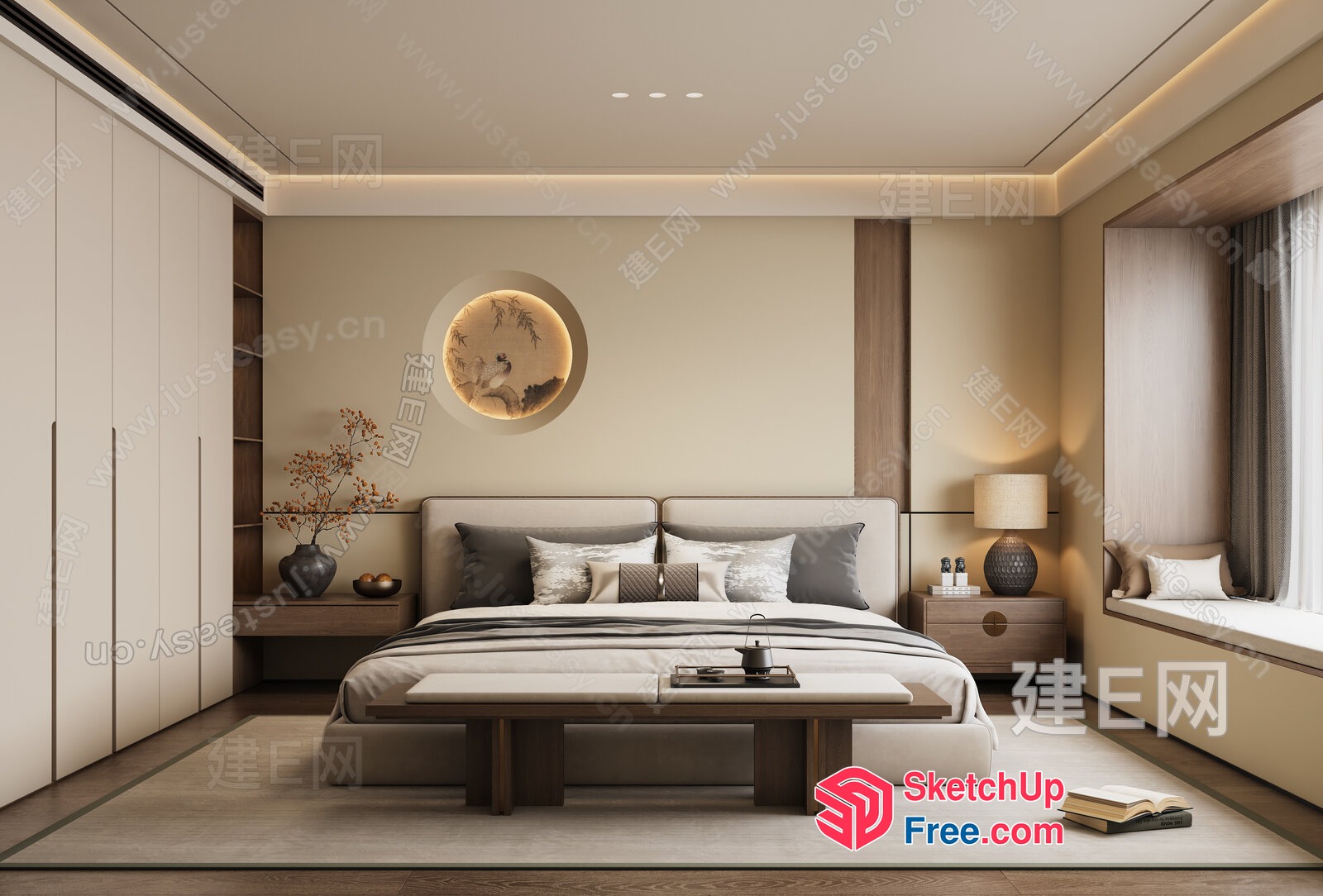 Japanese-Inspired Minimalist Bedroom 3D SketchUp File