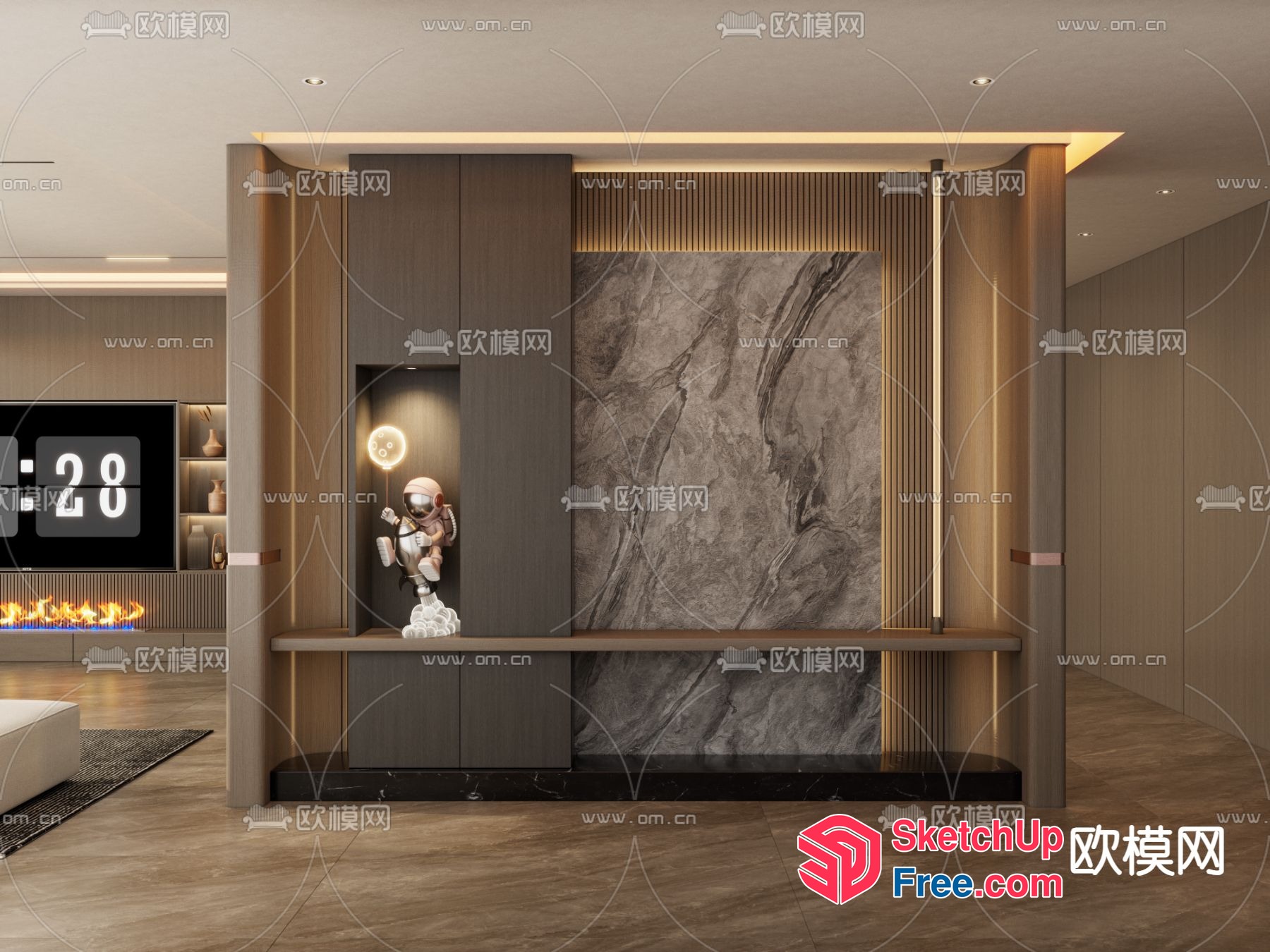Modern Luxury Living Room With Space Theme 3D SketchUp File