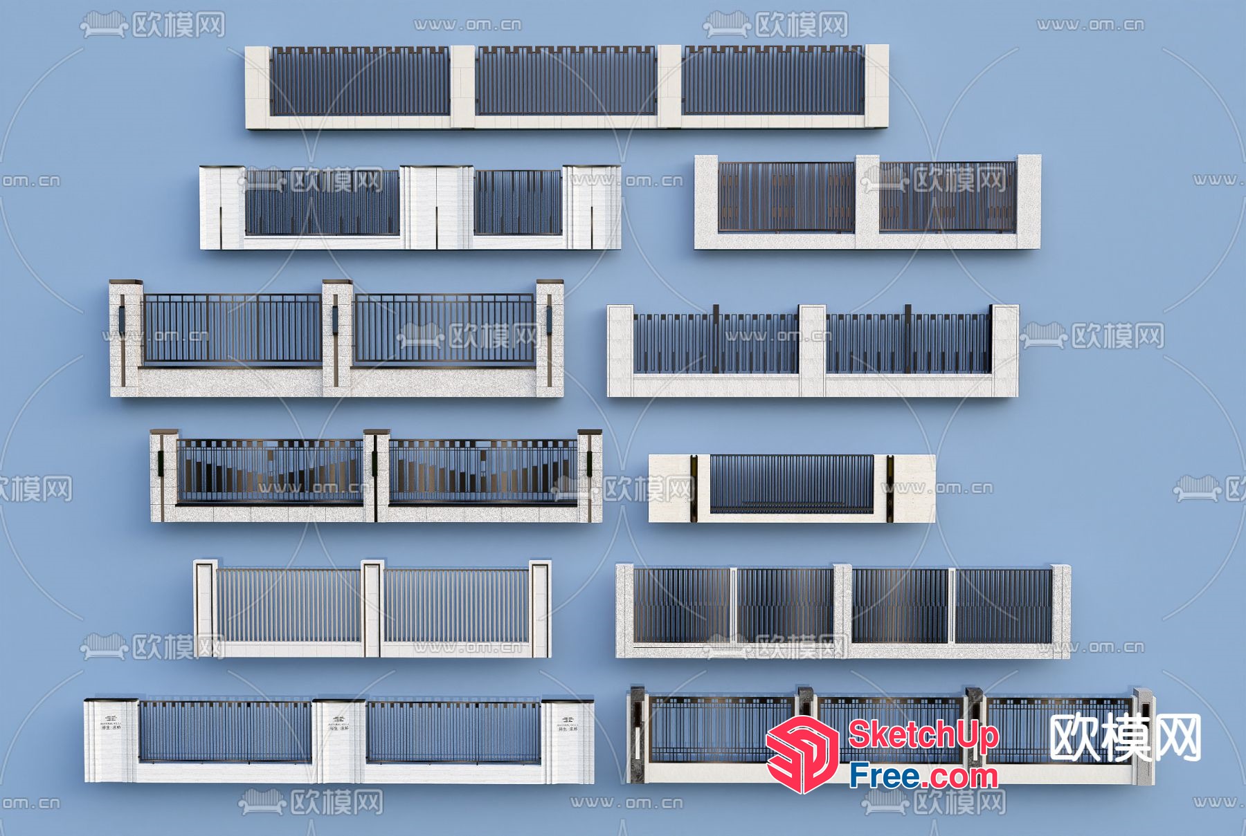 Exterior Railing Design Set 3D SketchUp File
